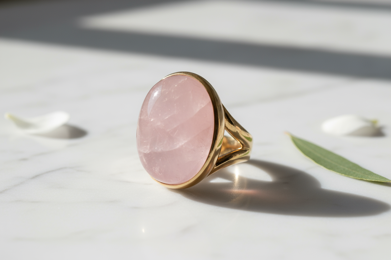 Rose Quartz Statement Ring